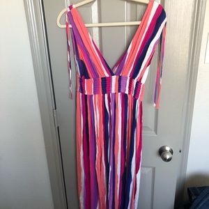 Striped summer dress with slit
